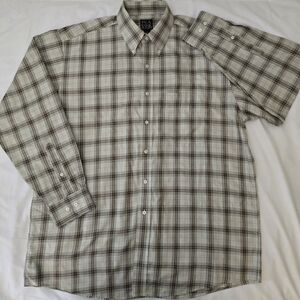 Mens Jos A Bank Traveler Collection Long Sleeve Plaid Button Up Shirt Large ECU